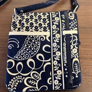 Vera Bradley Flipster Crossbody Bag Twirly Bird Navy Magnetic Fold Over